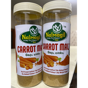 A packet of Carrot Malt, a nutritious drink mix made from carrots, rich in vitamins and minerals for improved health and vitality